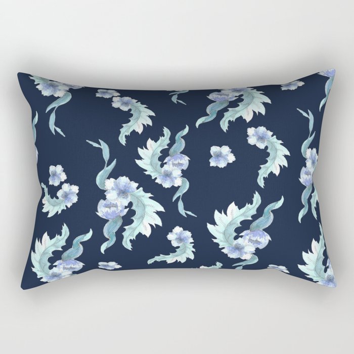 Navy blue flowers Rectangular Pillow