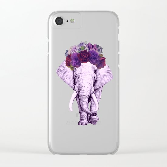 flower crowned elaphant Clear iPhone Case