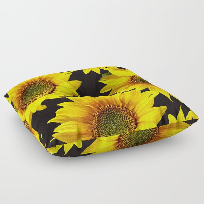 Large Sunflowers On A Black Background Society6 Buyart Floor