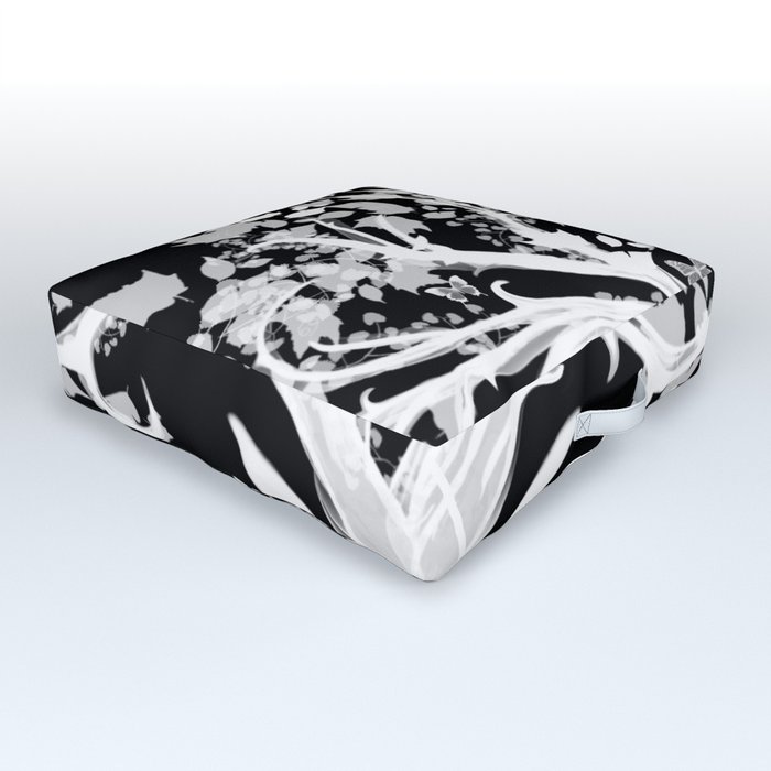The Zen Den Logo White in Black Outdoor Floor Cushion