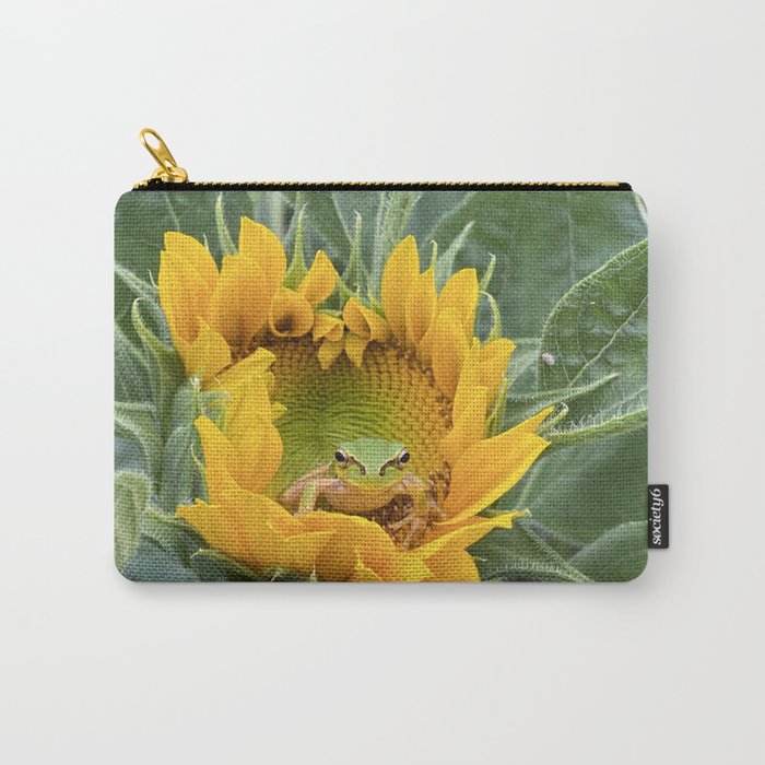 A cute Frog in a Sunflower. Carry-All Pouch