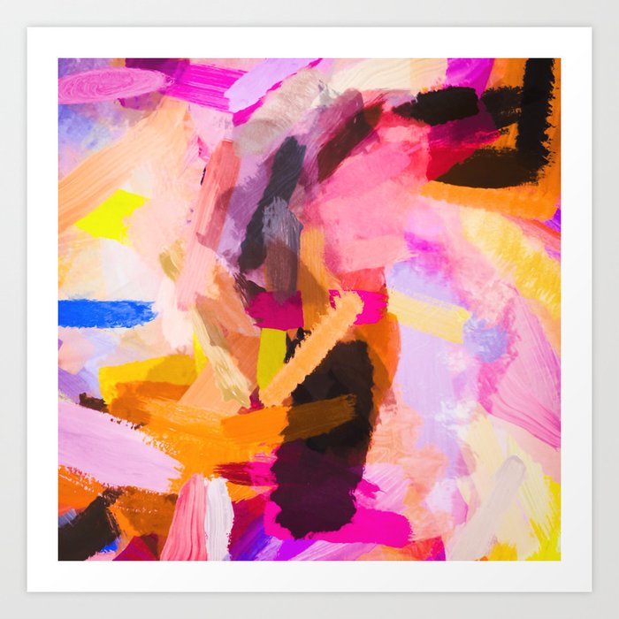Pink Purple Yellow Brown Painting Texture Abstract Background Art