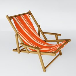 [ Thumbnail: Bisque & Red Colored Lines/Stripes Pattern Sling Chair ]