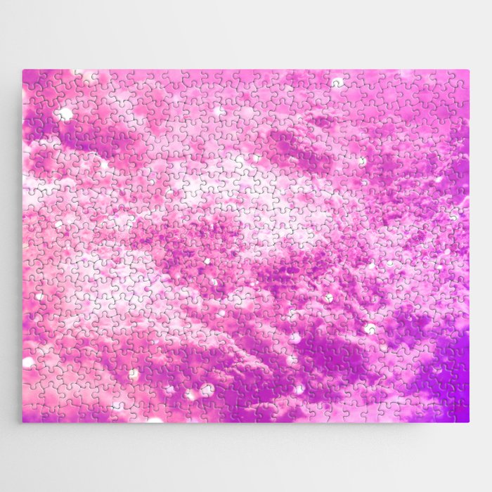 Abstract pink lilac purple white glitter clouds Jigsaw Puzzle
