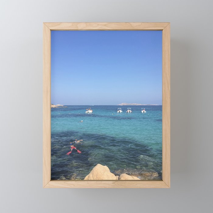 Sardinia Beach With Emerald Water Framed Mini Art Print