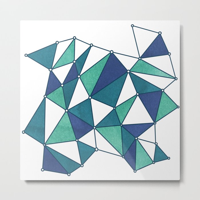 Irregular Handpainted Triangles - Teal, Aqua, Blue Metal Print