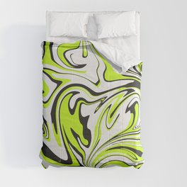 Green, white and black swirl print Comforter