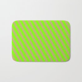 [ Thumbnail: Chartreuse and Dark Khaki Colored Lined Pattern Bath Mat ]