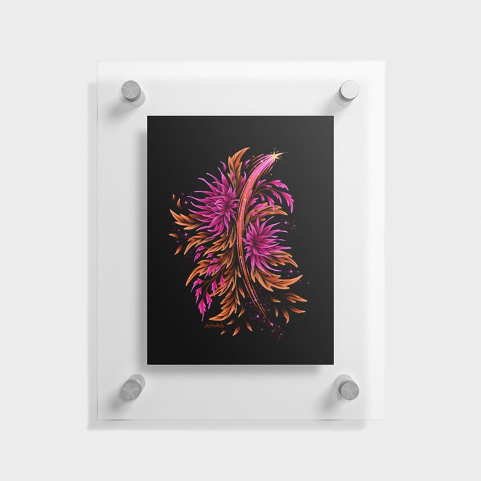Floral Supernova - Orange Magenta Floating Acrylic Print