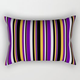 [ Thumbnail: Goldenrod, Black, Light Grey & Indigo Colored Lined/Striped Pattern Rectangular Pillow ]