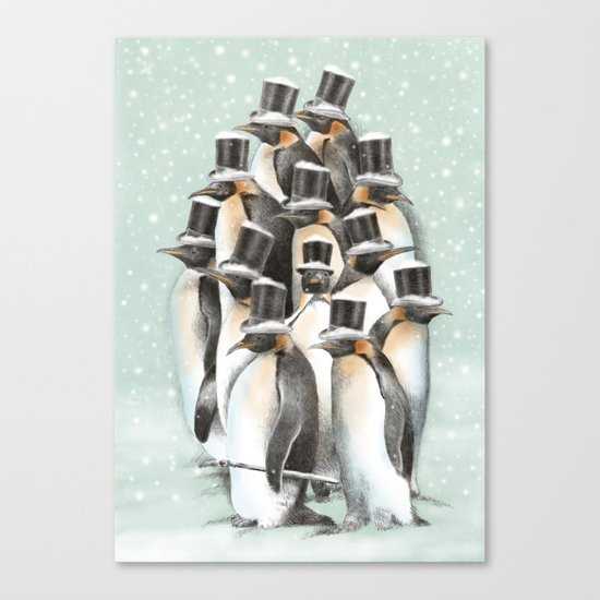 A Gathering in the Snow Canvas Print