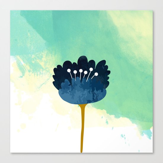 Acuarela Blue Flower Canvas Print