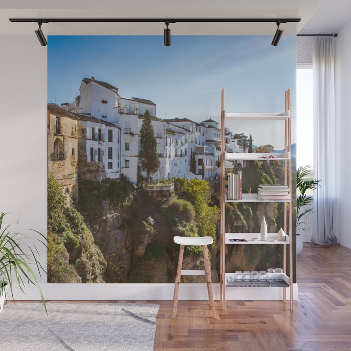 Spain Photography - Beautiful Village By A Small Cliff Wall Mural