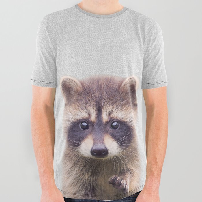 Raccoon - Colorful All Over Graphic Tee