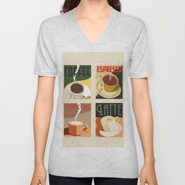 Art Deco Coffee V Neck T Shirt