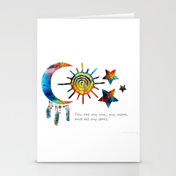 You Are My Sun Moon And Stars Art by Sharon Cummings Stationery Cards