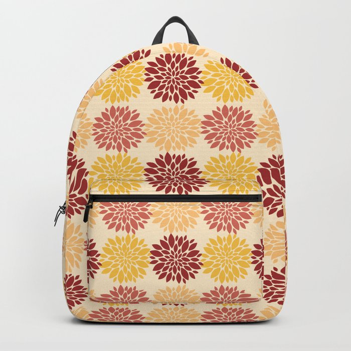 autumnal yellow orange red sea anemone nautical medallion Backpack