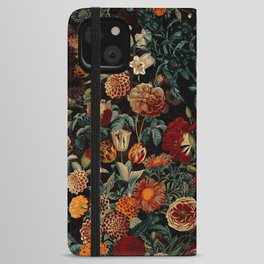 EXOTIC GARDEN - NIGHT XXI iPhone Wallet Case | Nightgarden, Garden, Nightforset, Rose, Night, Vintage, Exotic, Tropical, Pattern, Leaves 
