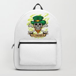 St. Patrick Skull - Irish St. Patrick's Day Backpack | Leprechauns, Graphicdesign, Irish, Stpatricksday, Unicornhead, Luckycharm, Cloverleaves, Greenbeer, Clover, Beer 