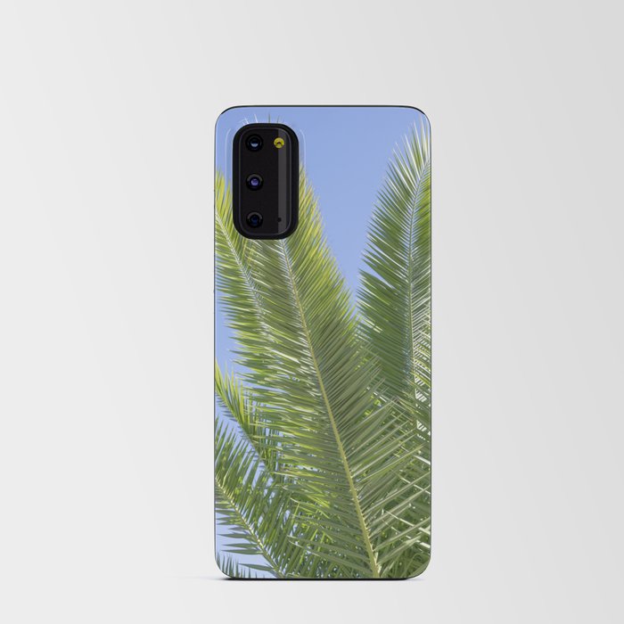 Botanical tropical palmtree art print - green blue leaves mediterranean travel photography Android Card Case