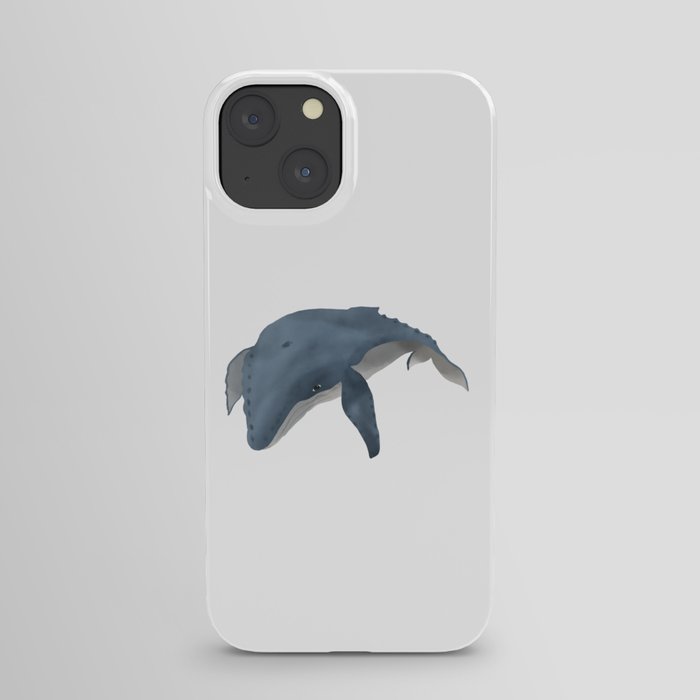 gray blue whale in digital watercolor painting iPhone Case