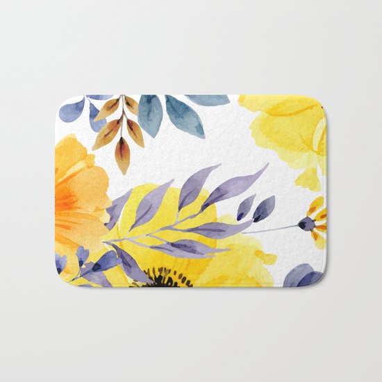 FLOWERS WATERCOLOR 10 Bath Mat
