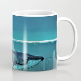 whale float underwater ocean city night Mug
