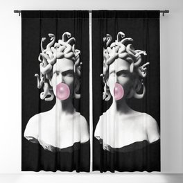 Medusa blowing pink bubblegum bubble Blackout Curtain
