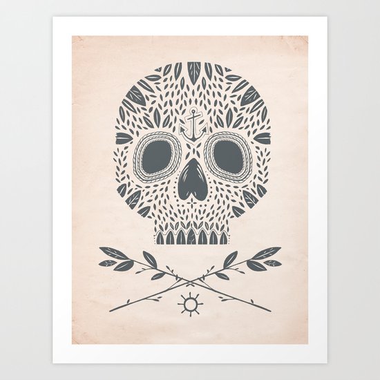 LEAF SKULL Art Print