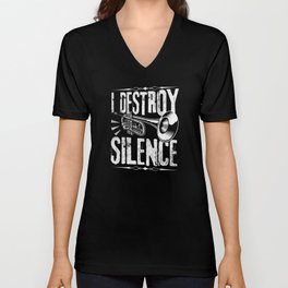 I Destroy Silence Trumpet Player Gift V Neck T Shirt