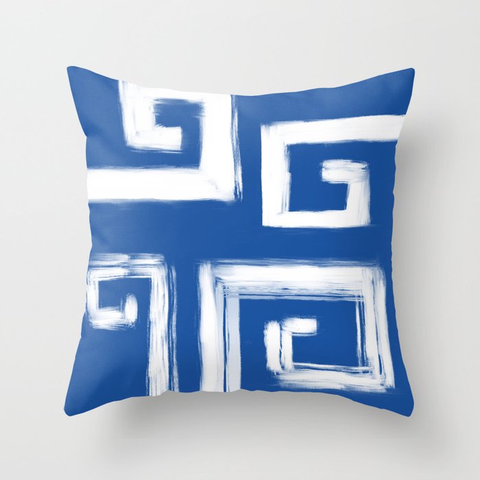 Greek blue and white design Throw Pillow