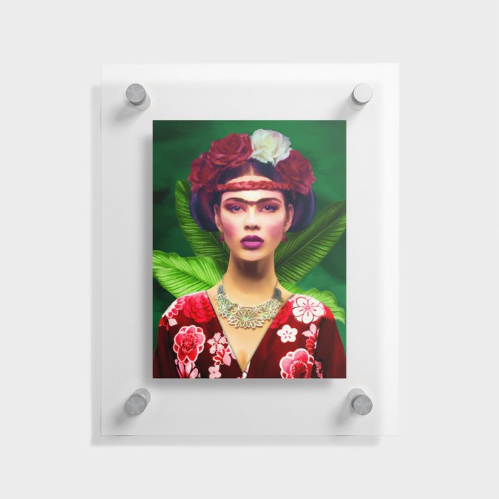 Classic digital oil painting of Asian women with traditional clothing and flowers in her hair Floating Acrylic Print