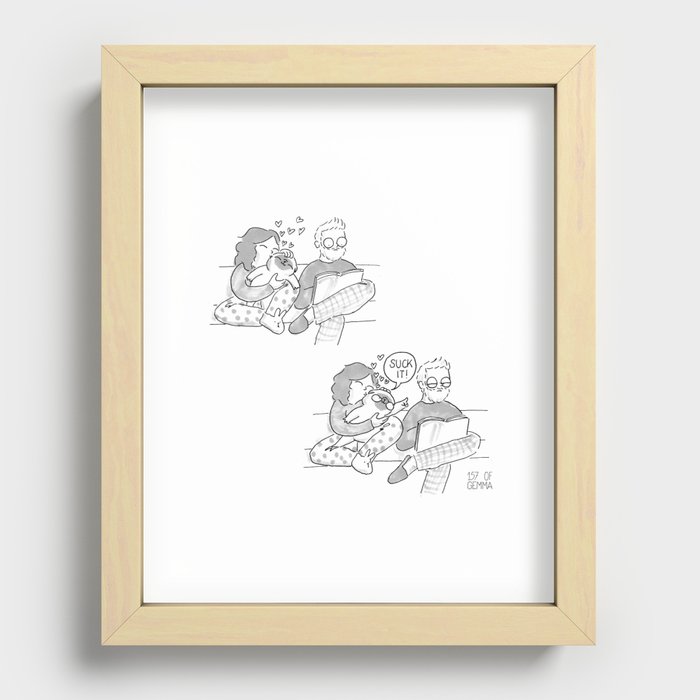 Mochi the pug saying suck it Recessed Framed Print