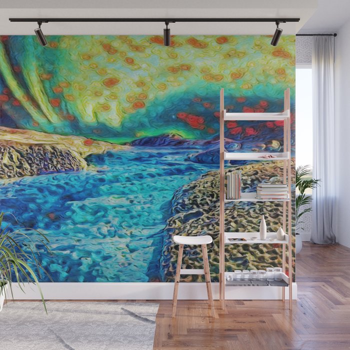 A Polar Experience Northern Lights And River Abstract Oil