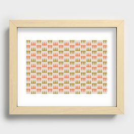 Retro Modernist Geometric Tri-Triangle Pattern 735 Gold Beige and Orange Recessed Framed Print