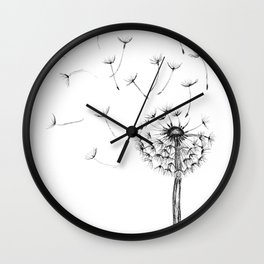 Dandelion Ink Drawing Wall Clock