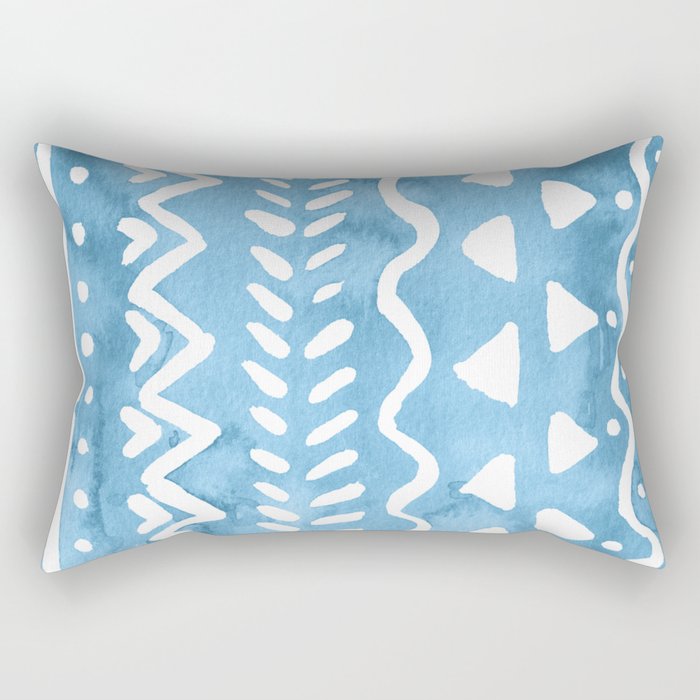 Loose boho chic pattern - blue Rectangular Pillow