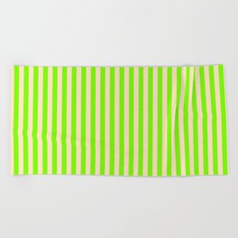 [ Thumbnail: Green & Bisque Colored Stripes/Lines Pattern Beach Towel ]