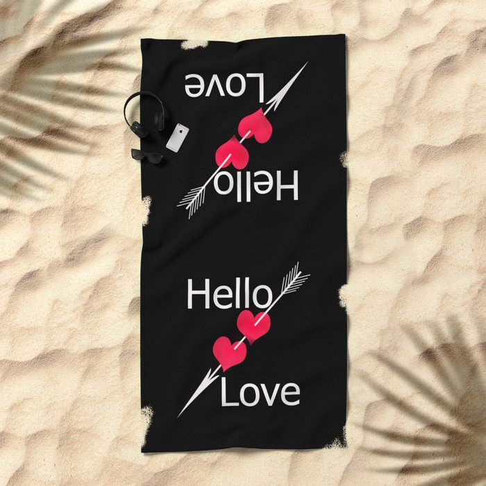Hello Love Black Background Beach Towel By Decoli Society6