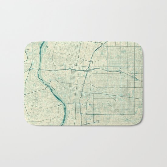 Albuquerque Map Blue Vintage Bath Mat