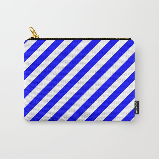 Diagonal Stripes (Blue/White) Carry-All Pouch