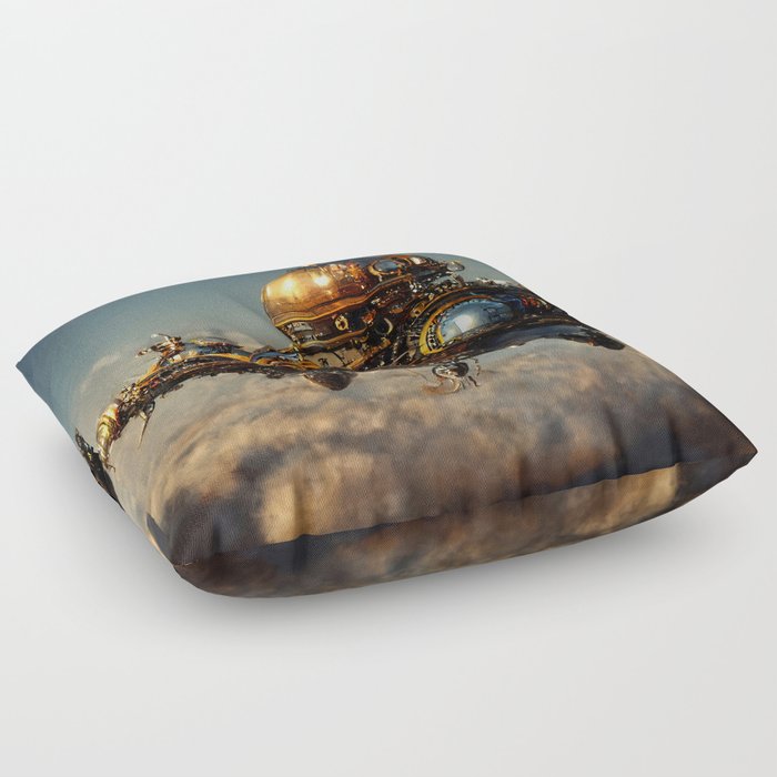 Steampunk Spaceship Floor Pillow