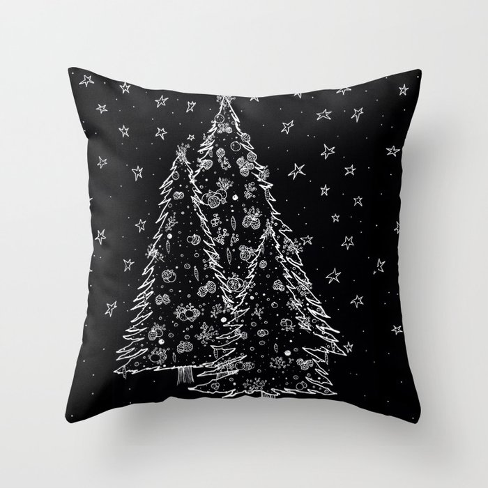 Three Christmas Trees Throw Pillow by Joaquin Marv Society6