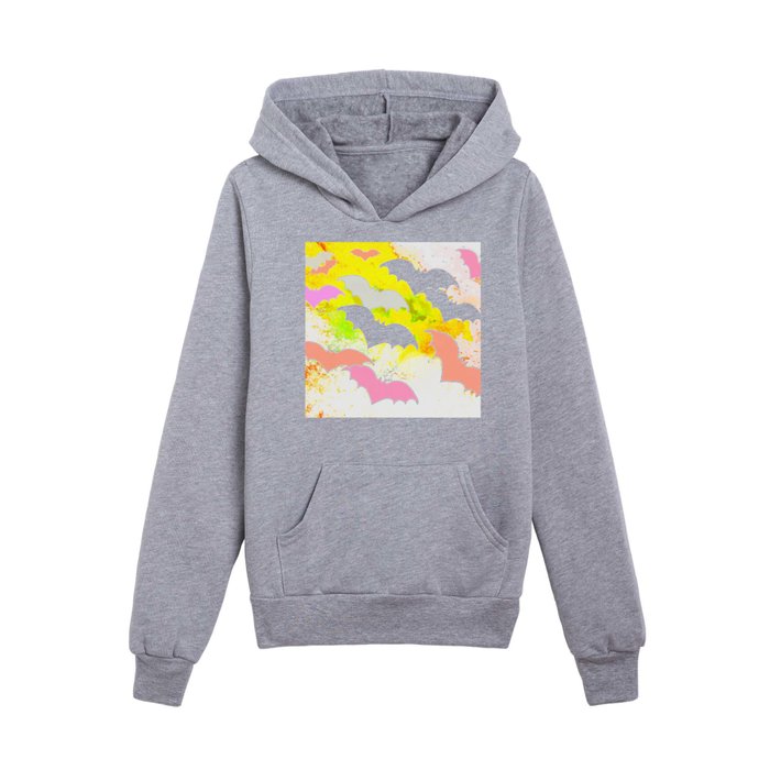 Bats In Flight Pastel Yellow Kids Pullover Hoodie