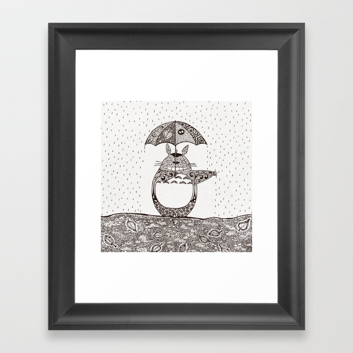 Happy Totoro Framed Art Print
