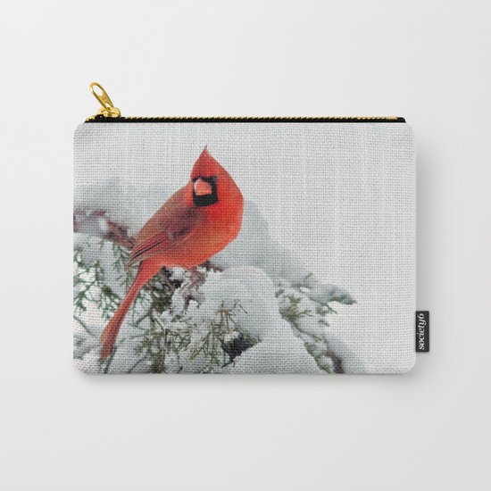 Cardinal on Snowy Branch #2 Carry-All Pouch