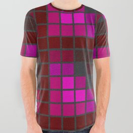 Pink Red and Green Velvet Squares Pattern All Over Graphic Tee