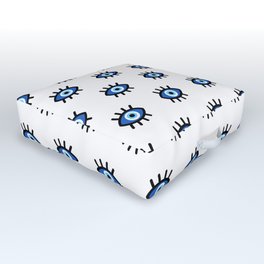 Evil Eye Outdoor Floor Cushion | White, Protective, Graphicdesign, Repeat, Weird, Pattern, And, Background, Sign, Line 