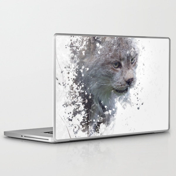 Digital Painting Of Canada Lynx Laptop Ipad Skin By Svetlanna