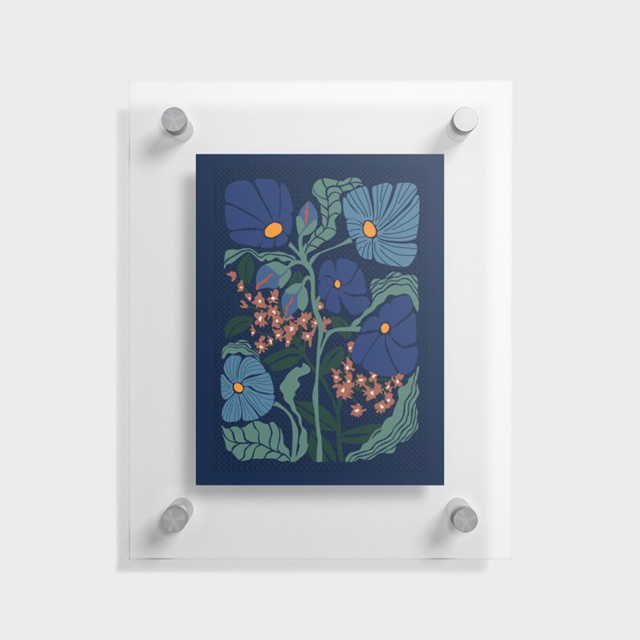 Klimt flower dark blue Floating Acrylic Print
